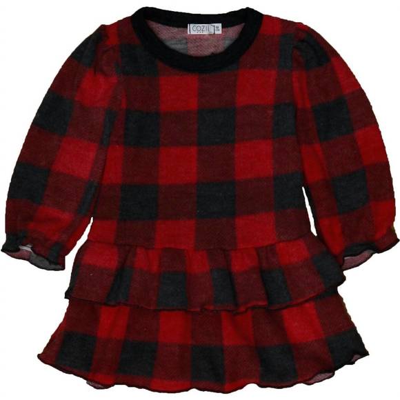 NEW COZII buffalo plaid dress in red - Picture 1 of 1